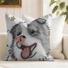 Cute Funny Puppy Cushion Cover Eco Linen Pillow Case DoubleSided Print Breathable Durable Zipper Home Decor Gift