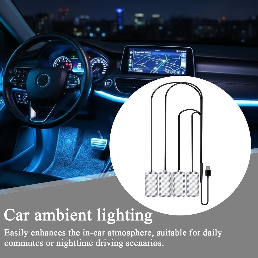 Car Ambient Light Adjustable Brightness Lamp With USB Port Interior Ambient Lighting For Truck SUV Tractor Trailer
