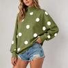 Dames Casual Lange Mouwen Stippenprint Nek Sweatshirt