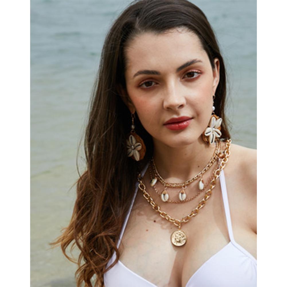 Women Fashion Bohemian Style Rattan Shell Pearl Charm Dangle Earrings Drop Earrings