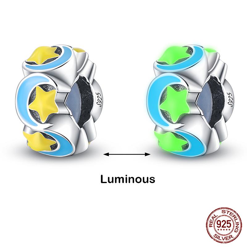 silver-plated Glow in the dark Firefly Honeybee Star Charms Beads Fit Qikaola Original Bracelets Fine DIY Jewelry Gift