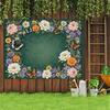 2D Vintage Flower Frame Backdrop Watercolor Blooms & Butterflies Photography Background Cloth