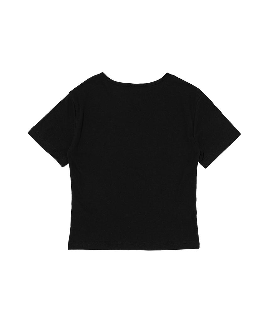 ROIDESROIS Puppies Character Crop Short Sleeve T-Shirt (Black)