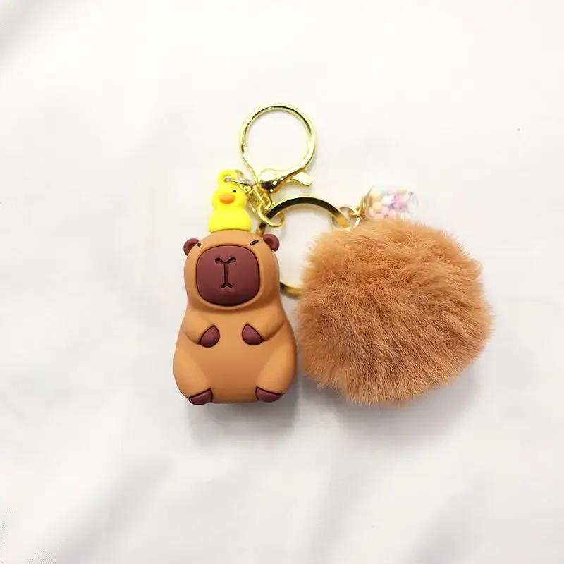 1PC Cartoon Capybara Plush Keychain Kawaii Backpack PVC Pendant Decoration Keyring Accessories Anime Lover Gifts