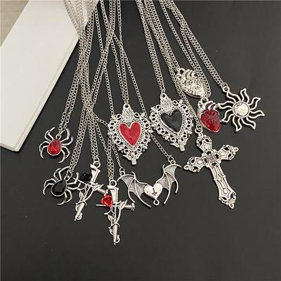 Punkl Big Cross Pendant Necklaces for Women Men Gothic Irregular Cross Clavicle Chain Necklaces Aesthetic Jewelry