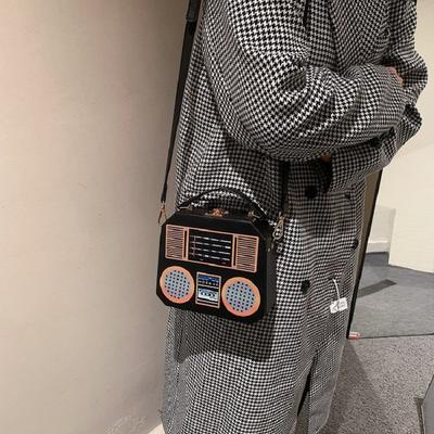 Retro Radio Box Style Pu Leather Ladies Handbag Shoulder Bag Chain Purse Women'S Crossbody Messenger Bag Flap