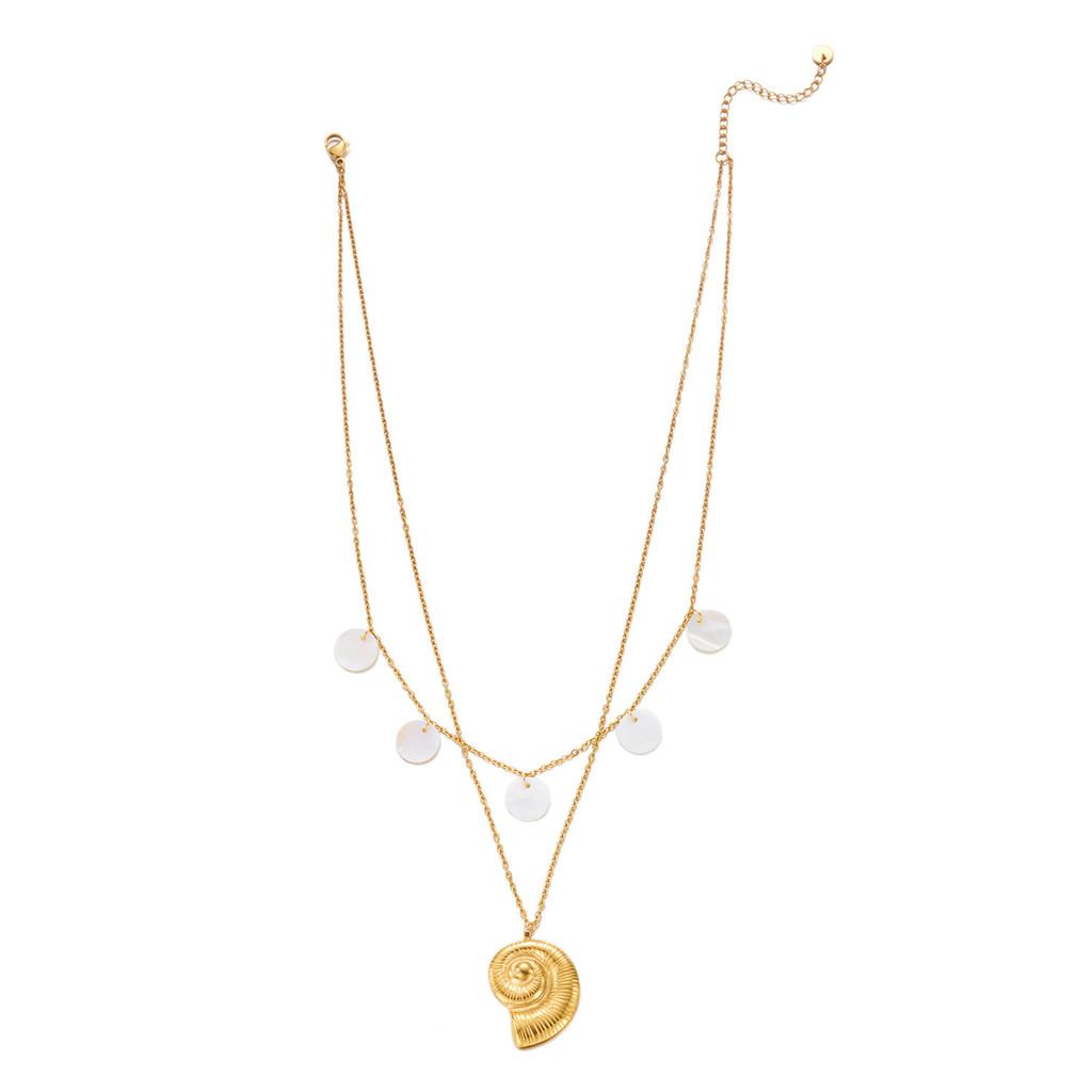 Bohemian Beach Inspired Stainless Steel Pendant Necklace With Shell And Sun Design For Women