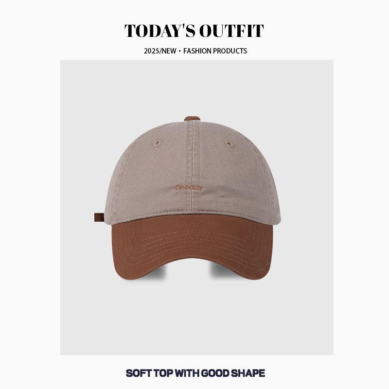 Women's Spring and Summer Korean Version Letter Embroidery Soft Top Baseball Cap Curved Brim Splicing Baseball Cap Men's Casual Sun Hat Trend