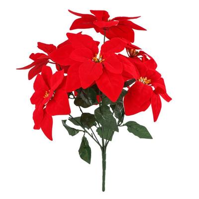 Umělá vánoční dekorace Poinsettia Červené hedvábné květinové větve pro vánoční stromek Párty Domácí stolní ozdoby Ozdoba na vánoční stromek