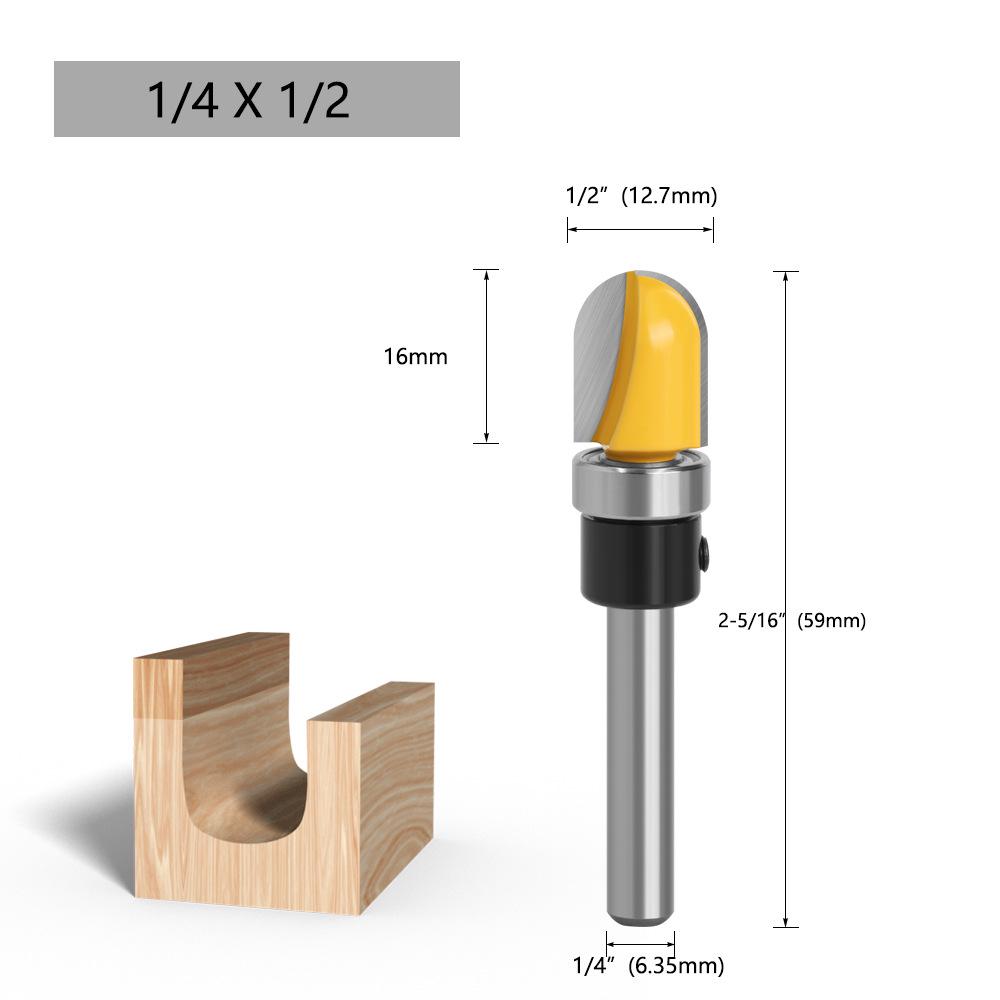 3-Piece Patterned Round Bottom Bakelite Router Bit Set for Woodworking Engraving and Keyhole Cutting