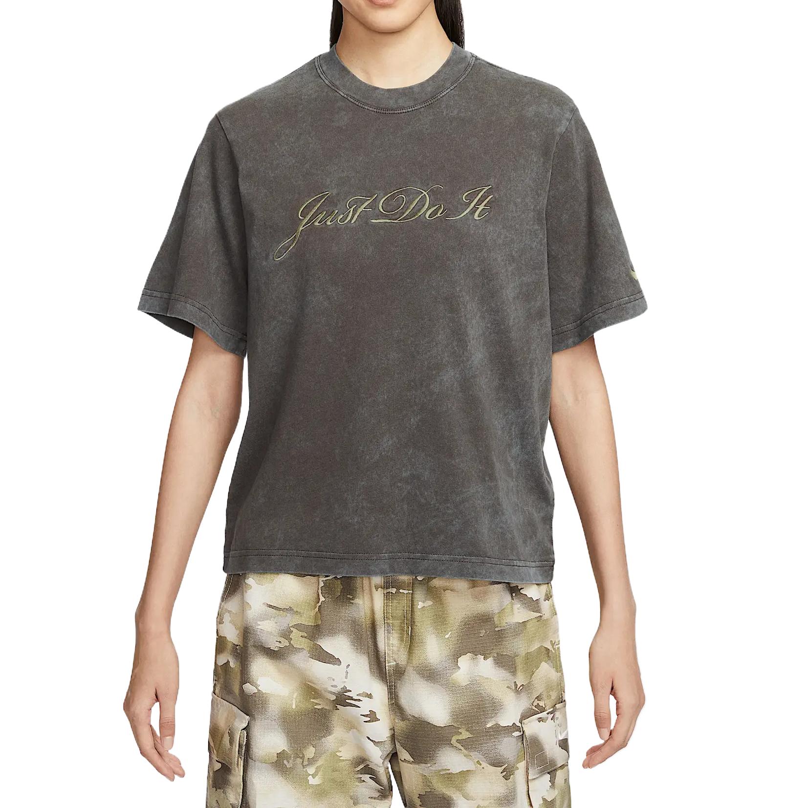 

Nike Спортивная одежда Минималистичная мода Универсальная Классическая Потертая Дышащая Футболка с коротким рукавом Стандартная Женские топы FZ4886-237 L