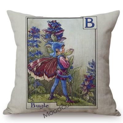 Tarot Alphabet Flower Fairy Baby Nursery Cartoon Art Home Decorative Sofa Throw Pillow Case Lovely Cute Children Cushion Cover