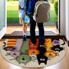 Semicircular Cartoon Cat Doormat, Non-slip Polyester Mat. Dirt-trapping, Indoor & Outdoor Use, Ideal Cat Lover Gift.