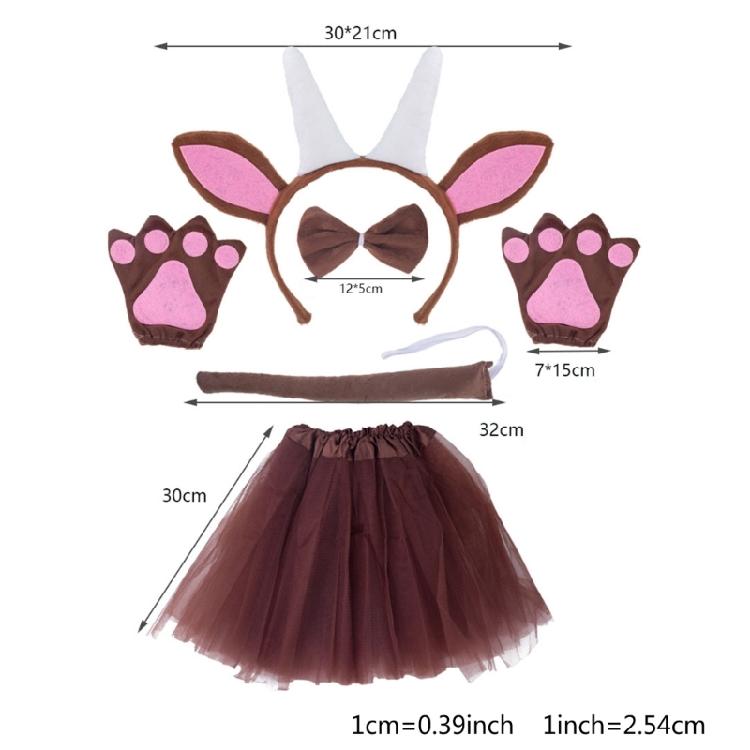 Halloween Cartoon Goat Shape Hair Hoop/Tail/Bowtie/Skirt Set for Woman Girls