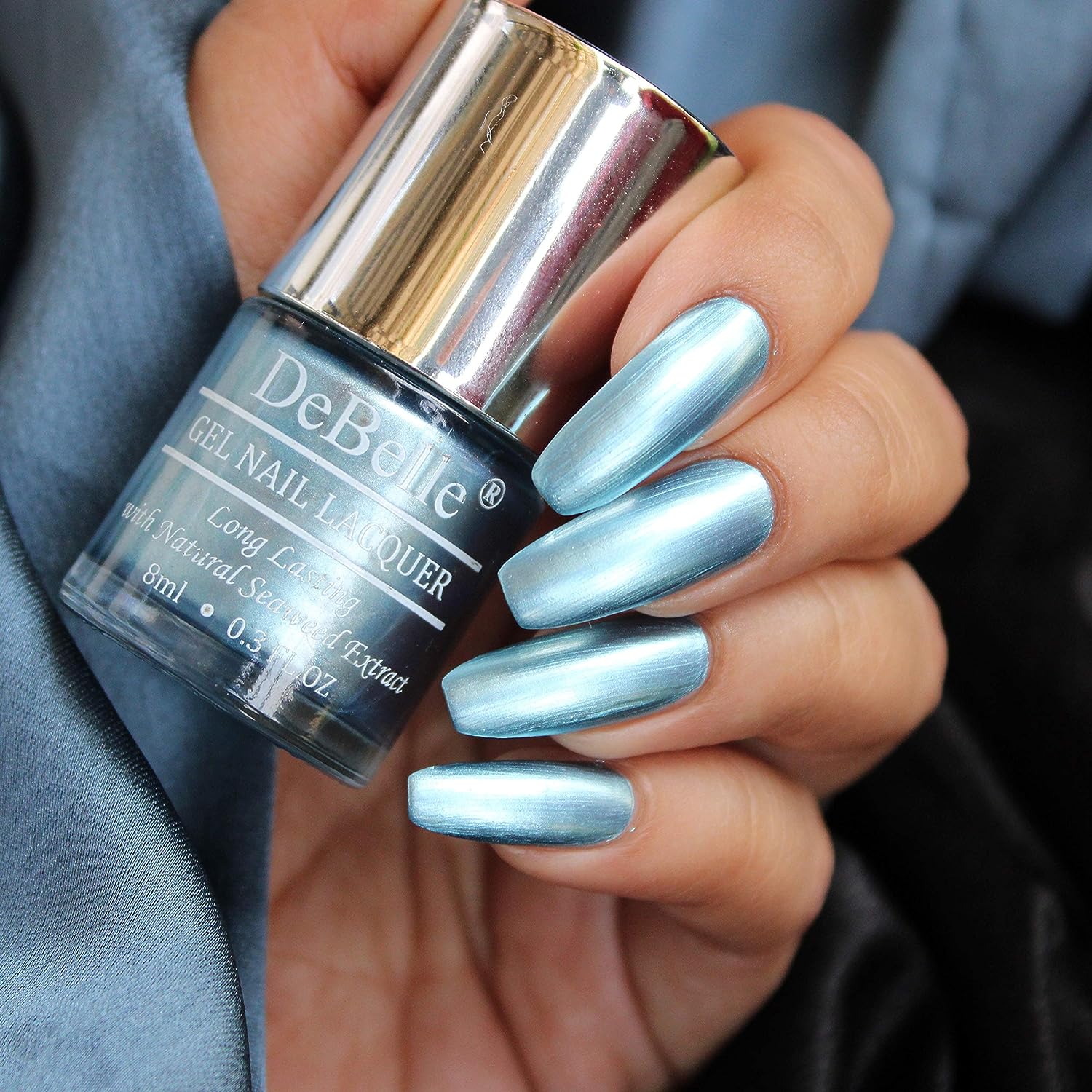 Аква безумие (Небесно-голубая краска для ногтей металлик)|Не УФ - гель-лак |Стойкий — фото 4