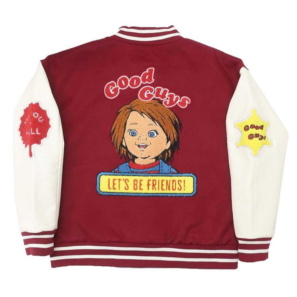 Marushin Stadionjacke (L) Chucky Good Guys Rot, Child's Play Horrorfilm Design, Stilvolle Winterjacke, Warm für Männer und Frauen, Größe 4755019600