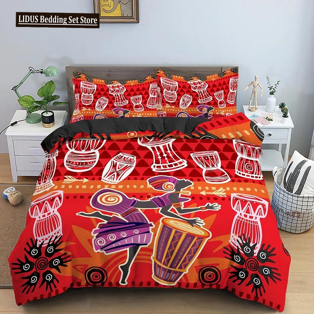

Ethnic Duvet Cover Set African Woman Elephant Bohemian Theme Comforter Cover King Queen Size For Kid Women Polyester Bedding Set 70x133cm 3pcs