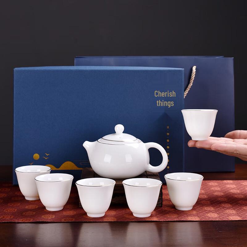 

Shangqi Gilded Suet Jade Ceramic Tea Set