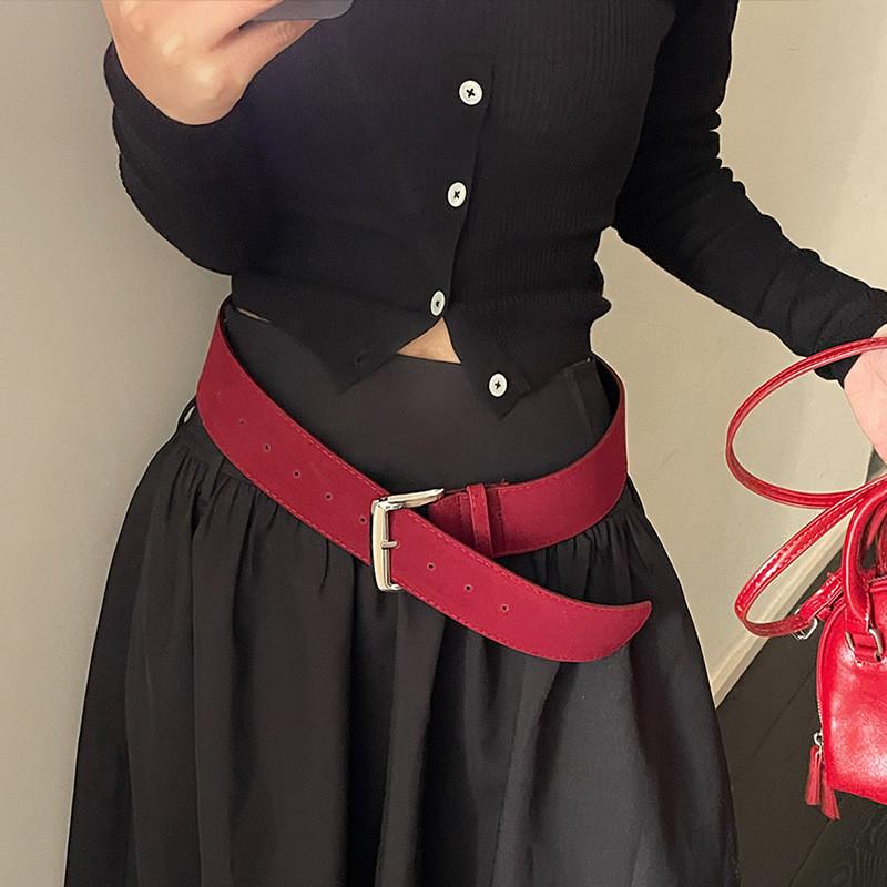 Pu Leather Womens Retro Waist Belt With Alloy Buckle For Casual Jeans And Dress