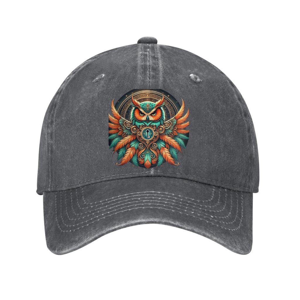 Steampunk Owl Graphic Baseball Cap Adjustable Cotton Washed Dad Hat Casual Outdoor Sun Protection