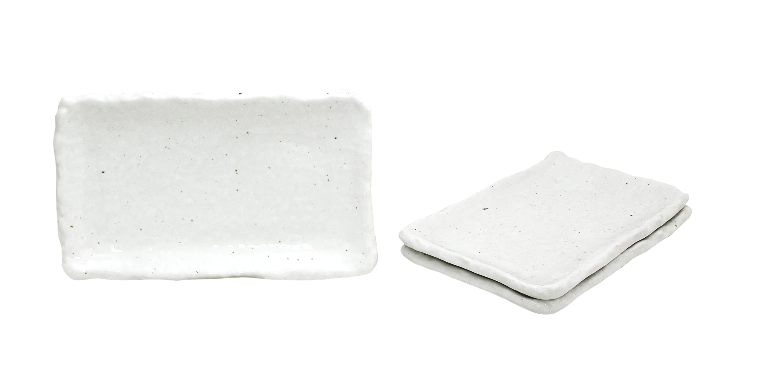 

New [Commercial use set] Mino ware Japanese style cafe series Fuchi Atsushi Shikoku Sensuji pottery plate white 3-piece set
