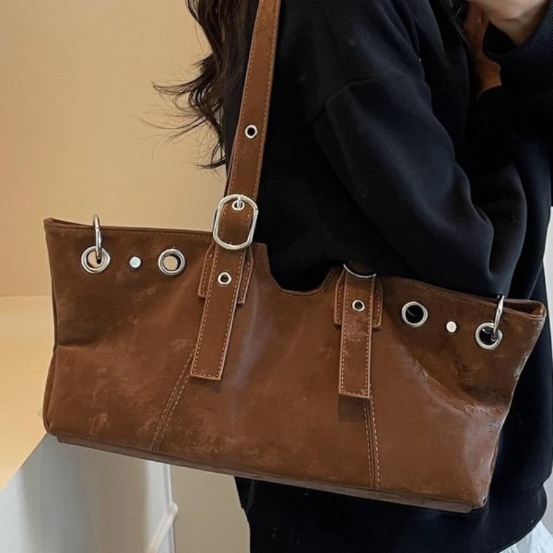 Women's Retro Suede Handbag Large Capacity Autumn Winter Trendy Commuting Shoulder Bag Versatile Casual Fashi for Ladies