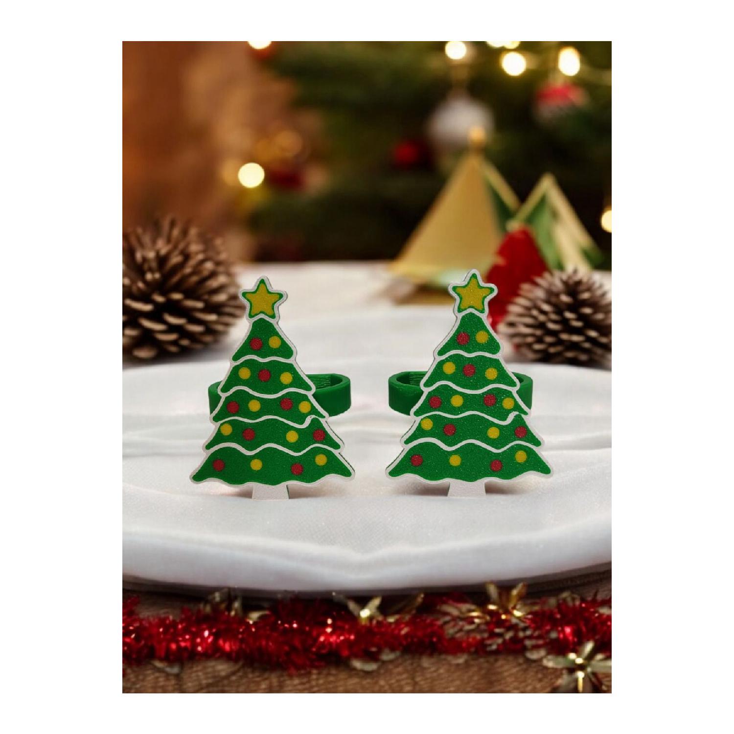 

New Year s Themed New Year s Table Decorated Pine Tree Napkin Ring Set Of 2 чистый