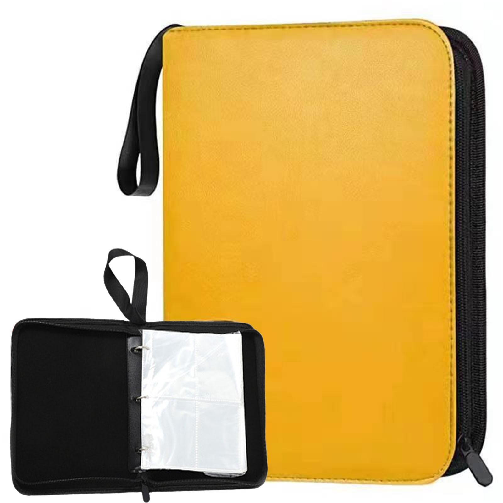 

Card Storage Binder 400 Capacity Card Holder Album with Zipper Closure and Carry Handle for Trading Cards Game Cards and Collectibles One Size жовтий