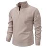 Men's Solid Color Textured Casual Pullover Stand Collar Sweater Jacket Plus Velvet Long Sleeve Top