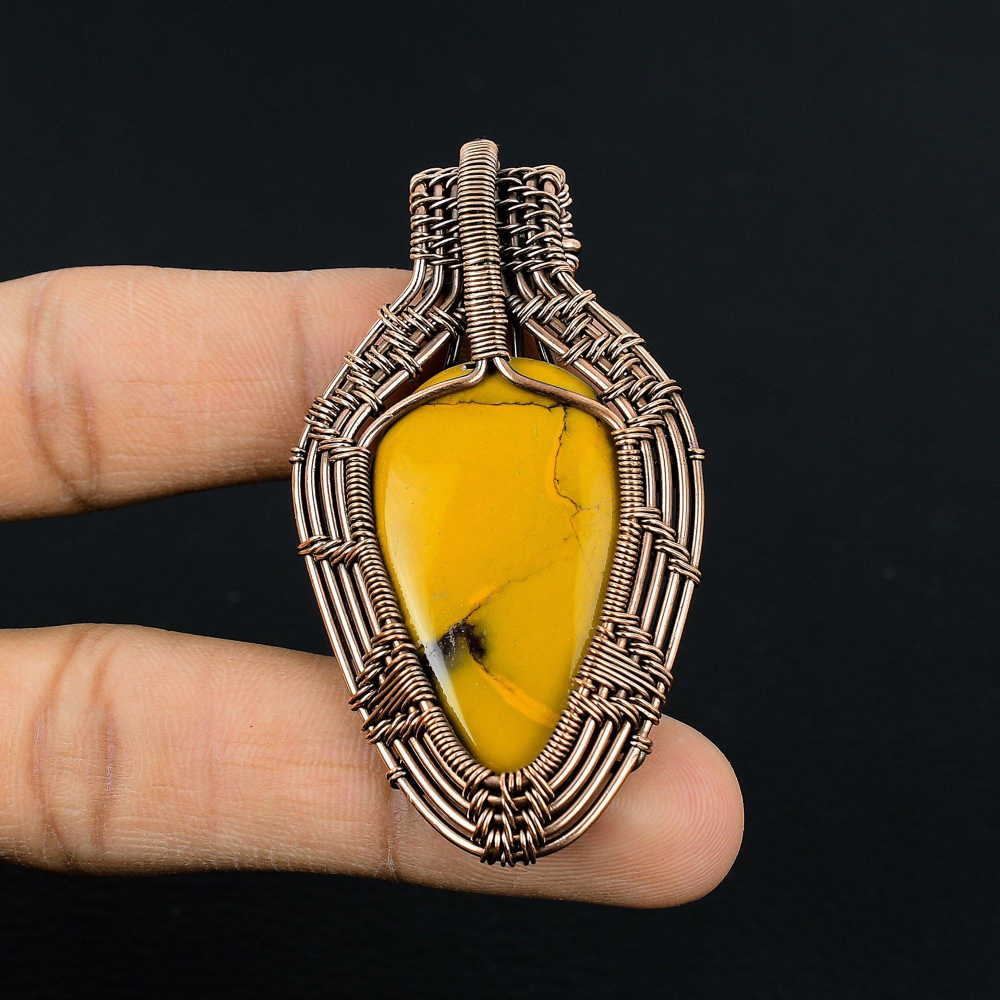 

Mookaite 999 Copper Wire Wrapped Pendant, Handmade Gemstone Pendant Jewelry, Gifts For Wife Brand New Pendant 2.55 Inches