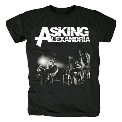 Vintage Tshirt Punk Rock T Shirt Asking Alexandria Tshirt Mens Cotton Tees Tops Graphic Skeleton Streetwear Hip Hop Tshirts