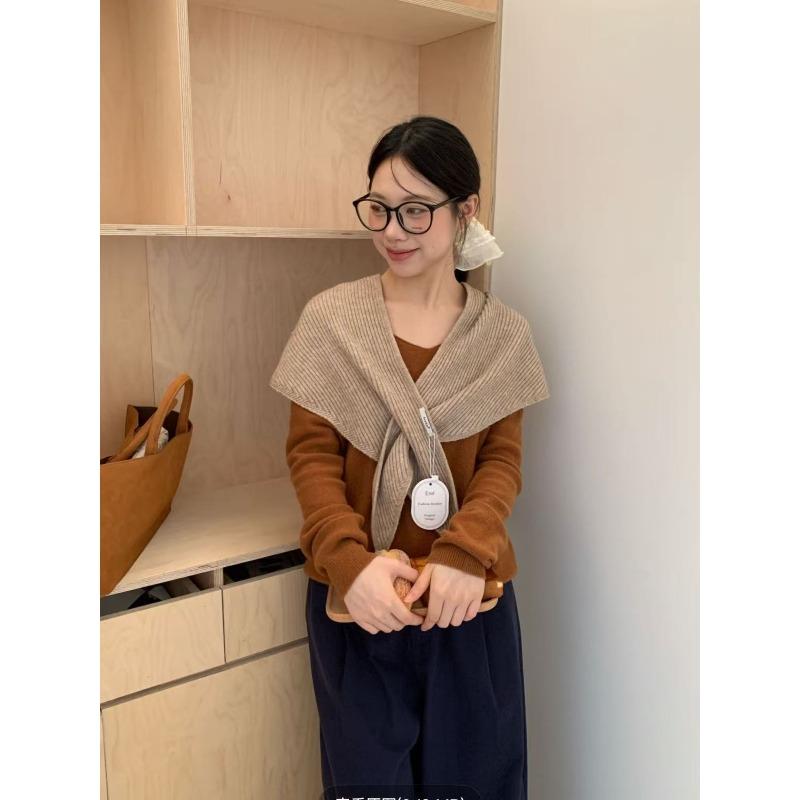 Early Autumn Atmosphere Knitted Large Version Triangle Scarf Dual Purpose Shawl Scarf All in One Versatile Neck Protection Hat for Women