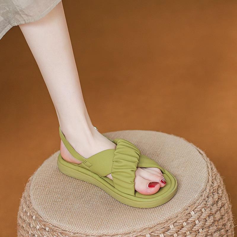 Platform sandals female summer fairy wind 2025 new versatile fashion flat Roman shoes fashion beach shoes breathable