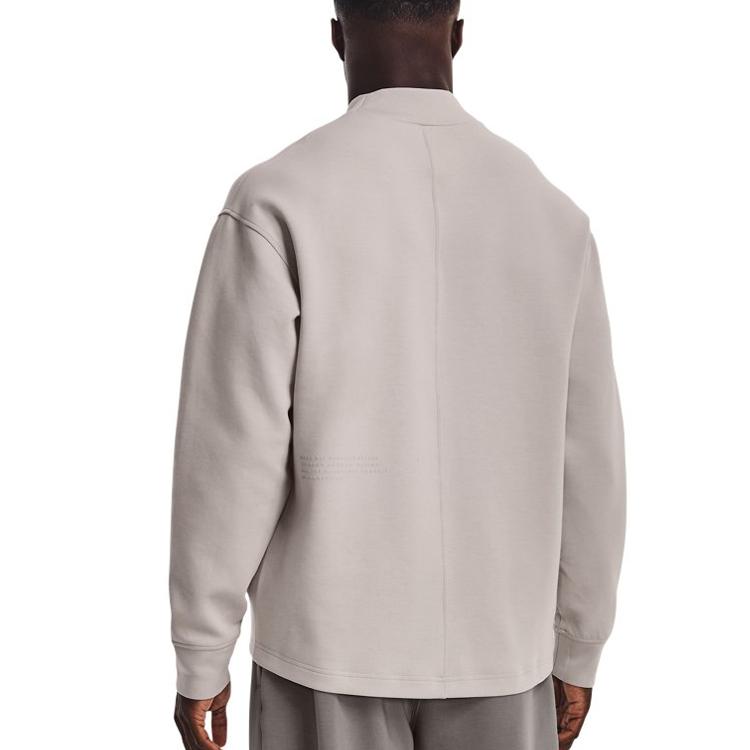 Under Armour Solid Color Logo Print Stand Collar Long Sleeve Sweatshirt Men Tops Gray 1373799-592