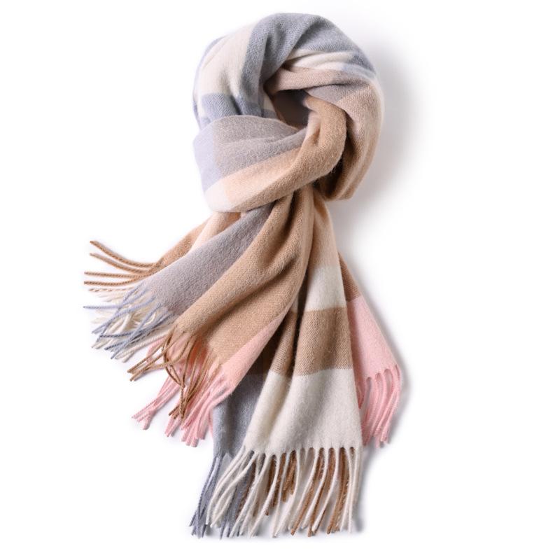 Milk camel pure wool scarf women's autumn and winter versatile thickened cashmere scarf new shawl dual-purpose