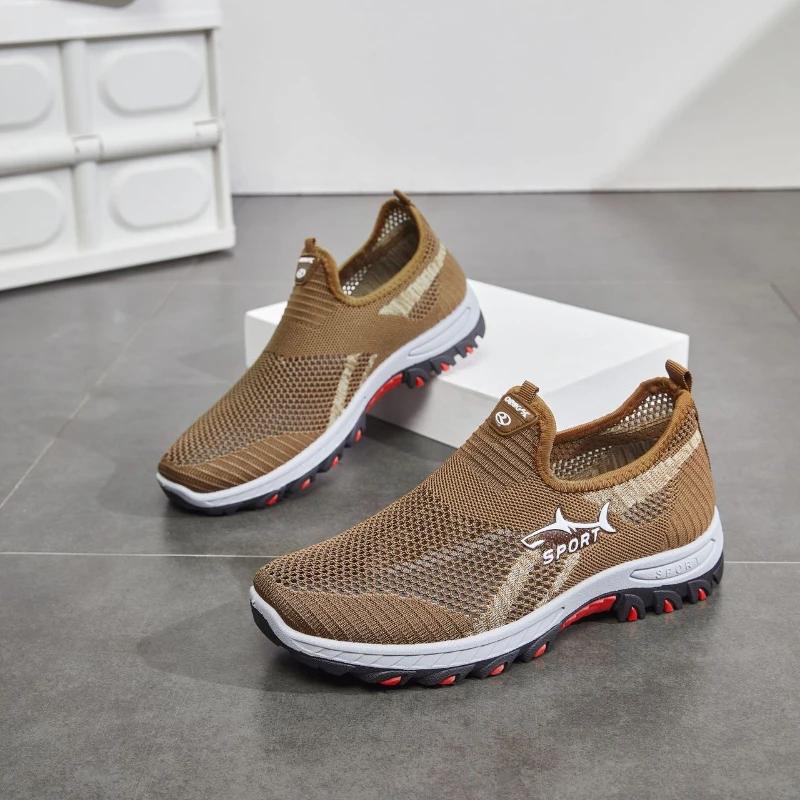 2026 New Summer Sneakers for Men Mesh Casual Shoes for Men Lightweight Soft Sole Vulcanized Shoes Breathable Slip on Men's Shoes