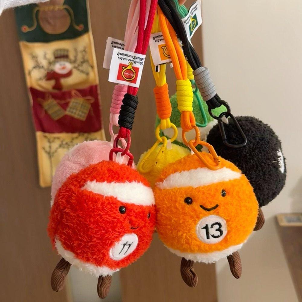 Soft Billiards Plush Key Ring 6 Colors Backpack Key Chain Billiard Balls Pendant Christmas
