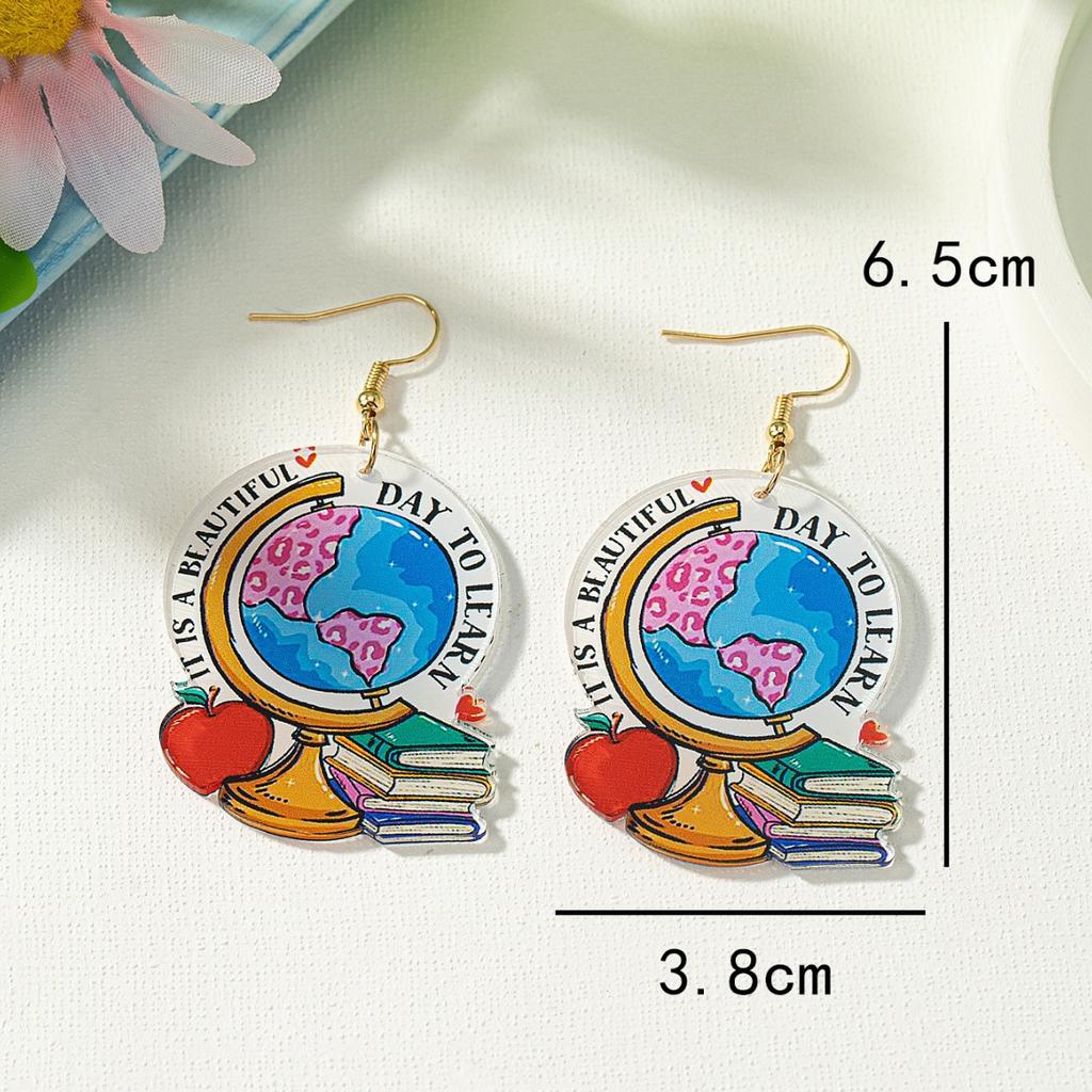 Accessories Teacher's Day gifts reading book earrings globe inspiration love reading earrings earrings and earrings high-end sense