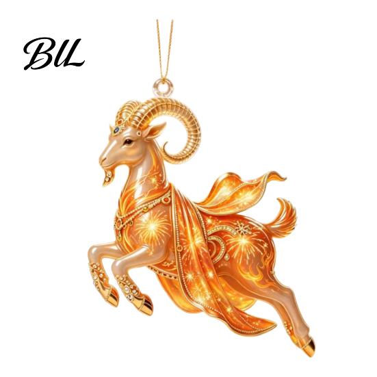 Lightweight Acrylic Hanging Pendants Galloping Goat Ornament, 2D Flat Pendant, New Year Holiday Celebration Trinkets Decoration for Christmas