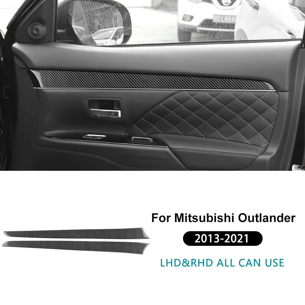 For Mitsubishi Outlander 2013 2014 2015 2016 2017 2018 2019 2020 2021 Real Soft Carbon Fiber Sticker LHD RHD Front Door Trim