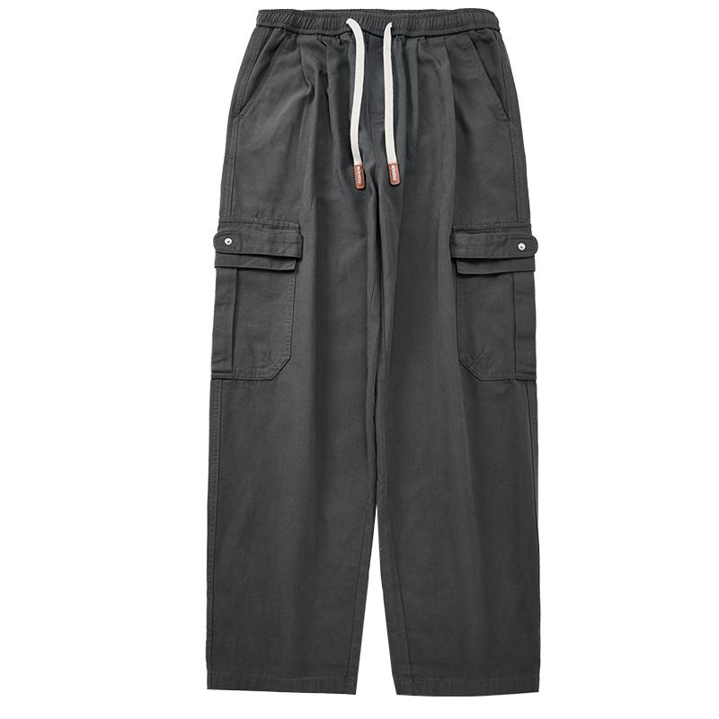 Khaki Overalls Men's Autumn New Loose Trendy Brand Wide-leg Pants Multi-pocket Straight Casual Pants