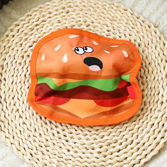 Interactive Pet Toys Thickened Oxford Cloth Bite Resistant Squeaky Dog Chew Toys with Sound Food Shapes Burger Pizza Popcorn for Teeth Cleaning Play