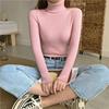 Women's Long-Sleeve Knitted Turtleneck Sweater - Slim Fit Solid Color Pullover for 2024 Autumn/Winter.