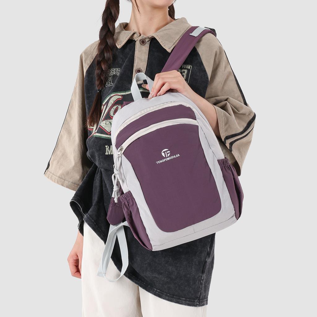 Schoolbag sports backpack men's and women's large-capacity schoolbag contrasting color design travel bag lightweight casual daily versatile backpack