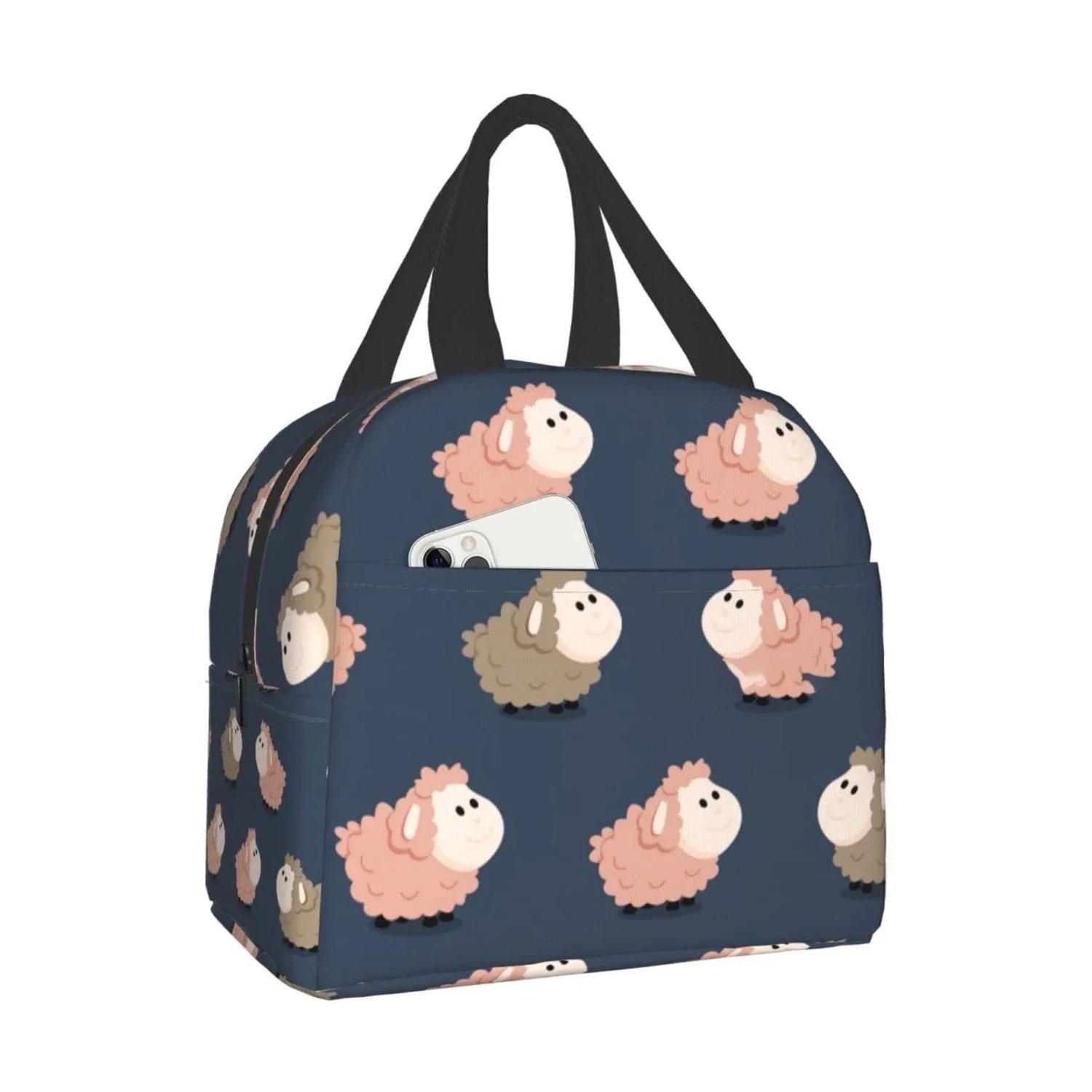 

Овечка Милое Животное Сумка для Ланча Дорожный Бокс Работа Бенто Охладитель Многоразовая Сумка Пикник Боксы Изолированный Контейнер Сумки для Покупок 22x20x13CM