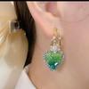 Crystal Green Love Earrings Design High-end Luxury Earrings Trendy Earrings for Women