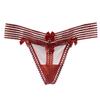 Japanese Pure Desire Tulle Splicing Panties Girl Hollow Stripes Sweet Bow Perspective Mesh Sexy Thong
