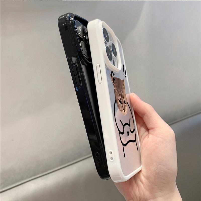 Lustige Katze Einzigartige Stoßfeste Handyhülle für iPhone 17 16 15 14 13 12 11 Serie Pro Max Plus Doppelschichtiger Schutz