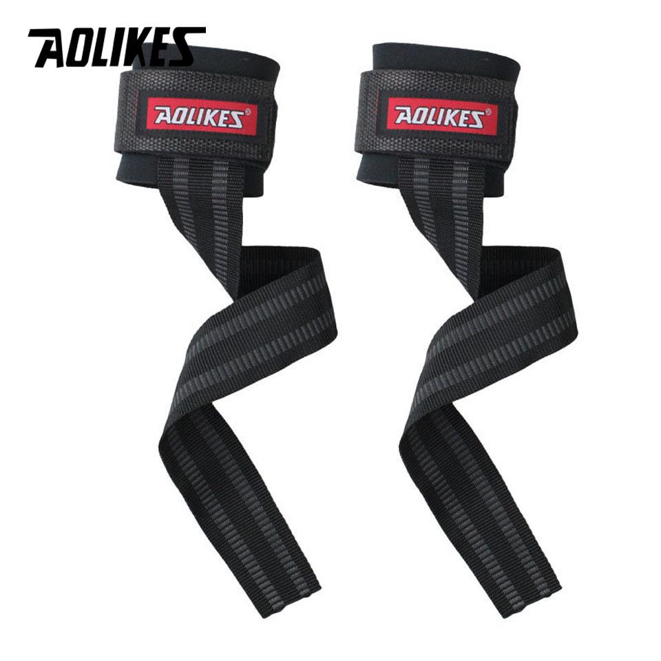 Aolikes 1 Pair Weight Lifting Wrist Straps Fitness Bodybuilding Training Gym Crossfit Lifting Straps With Non Slip Flex Gel Grip