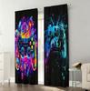 2PC Neon Graffiti Gaming Controller Curtains - Vibrant Abstract Print Window Drapes for Boys Bedroom Game Room Decor